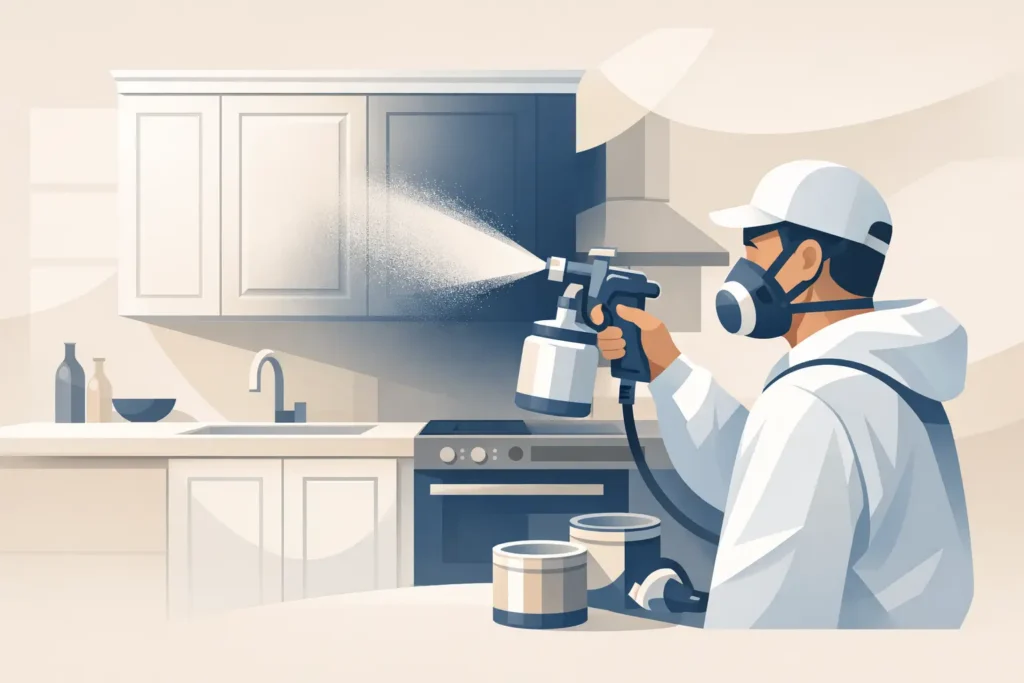 Spraying Kitchen Cabinets for a Luxury Finish