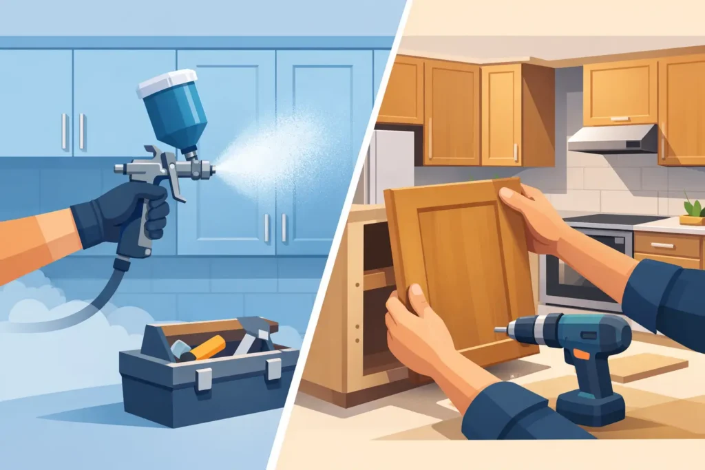 Sprayed Cabinets Versus Replacement for Your Kitchen