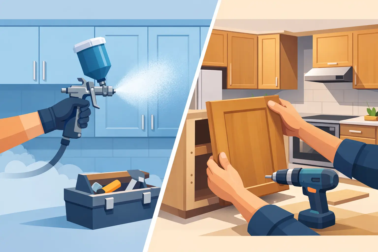 Sprayed Cabinets Versus Replacement for Your Kitchen