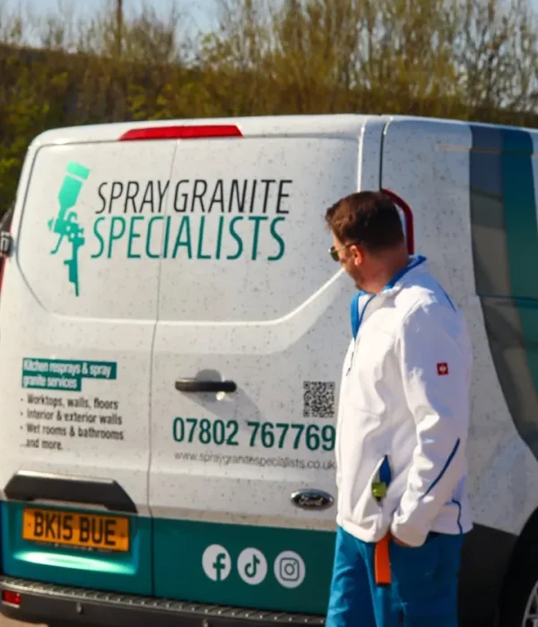 Spray Specialists van with contact details and service information